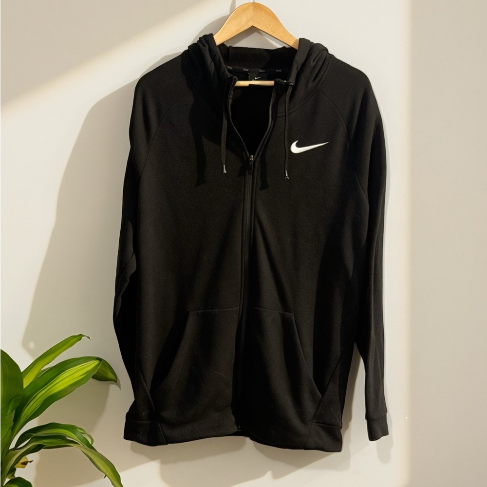 Nike Black Full-Zip Hoodie with White Swoosh